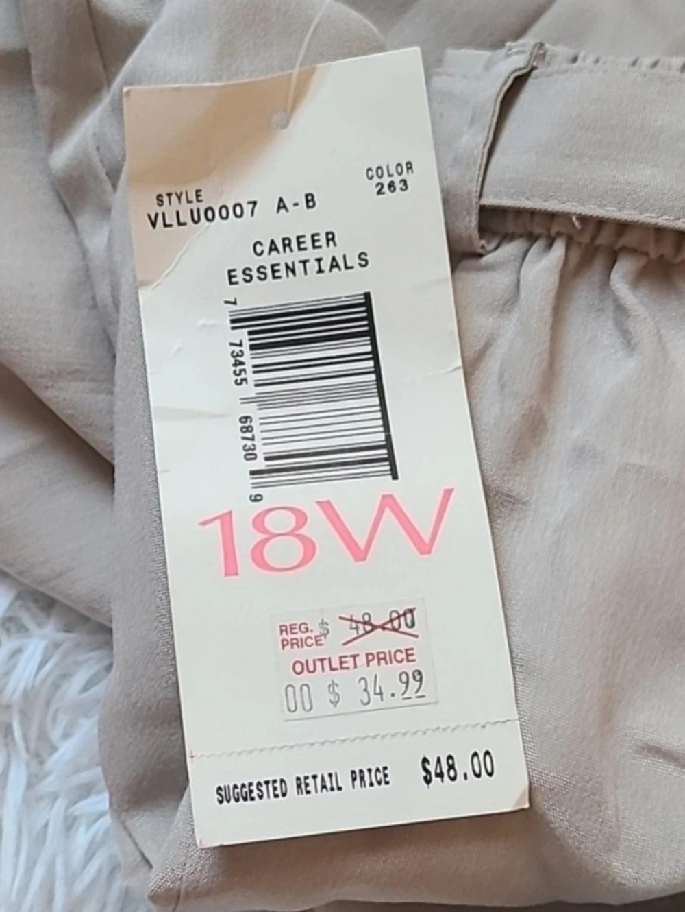 NWT Villager Signature Khaki Belted Dress Pants - Plus Size 18W - Picture 7 of 7